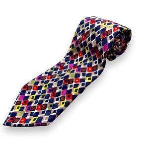 Zanzara Mens Vintage Silk‎ Dress Tie Made in Italy Bright Triangles 60" 3.75"